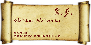 Kádas Jávorka névjegykártya